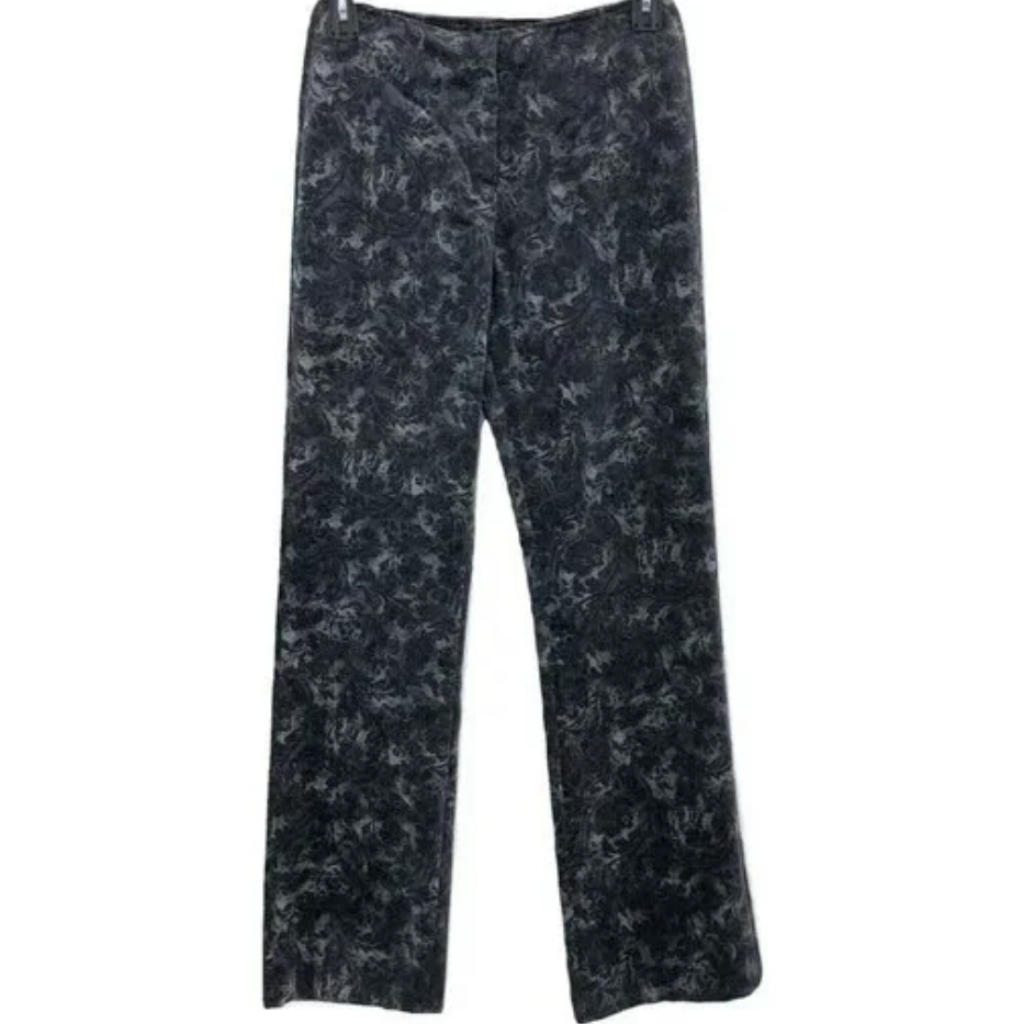 Renfrew Vintage Velour Blue/Grey Floral Print Size 10 Nwt
